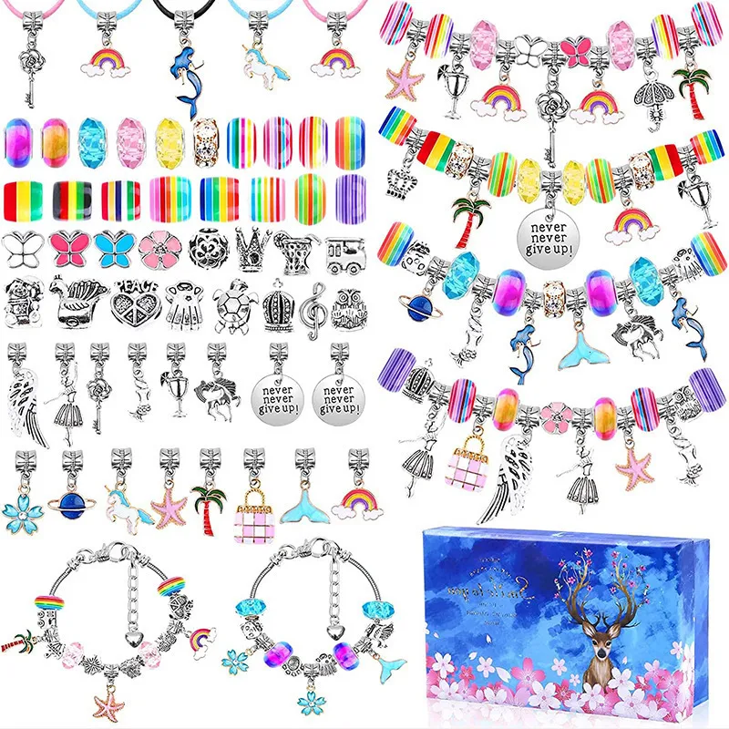 Cadeaux pour 5 6 7 8 9 10 ans Filles, enfants Bijoux Kits de fabrication 11  Fille Jouet Noël Filles Charm Bracelet Kit Arts Et Artisanat Jouets
