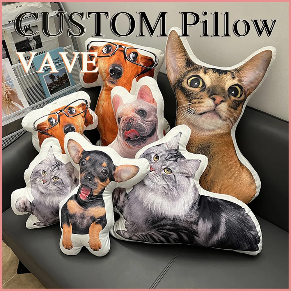 Fotoanpassad formkuddfodral DIY PET Kudde Toys Dolls fylld Animal Dog Cat Picture Pillow Customization SOFA CAR CUDHION