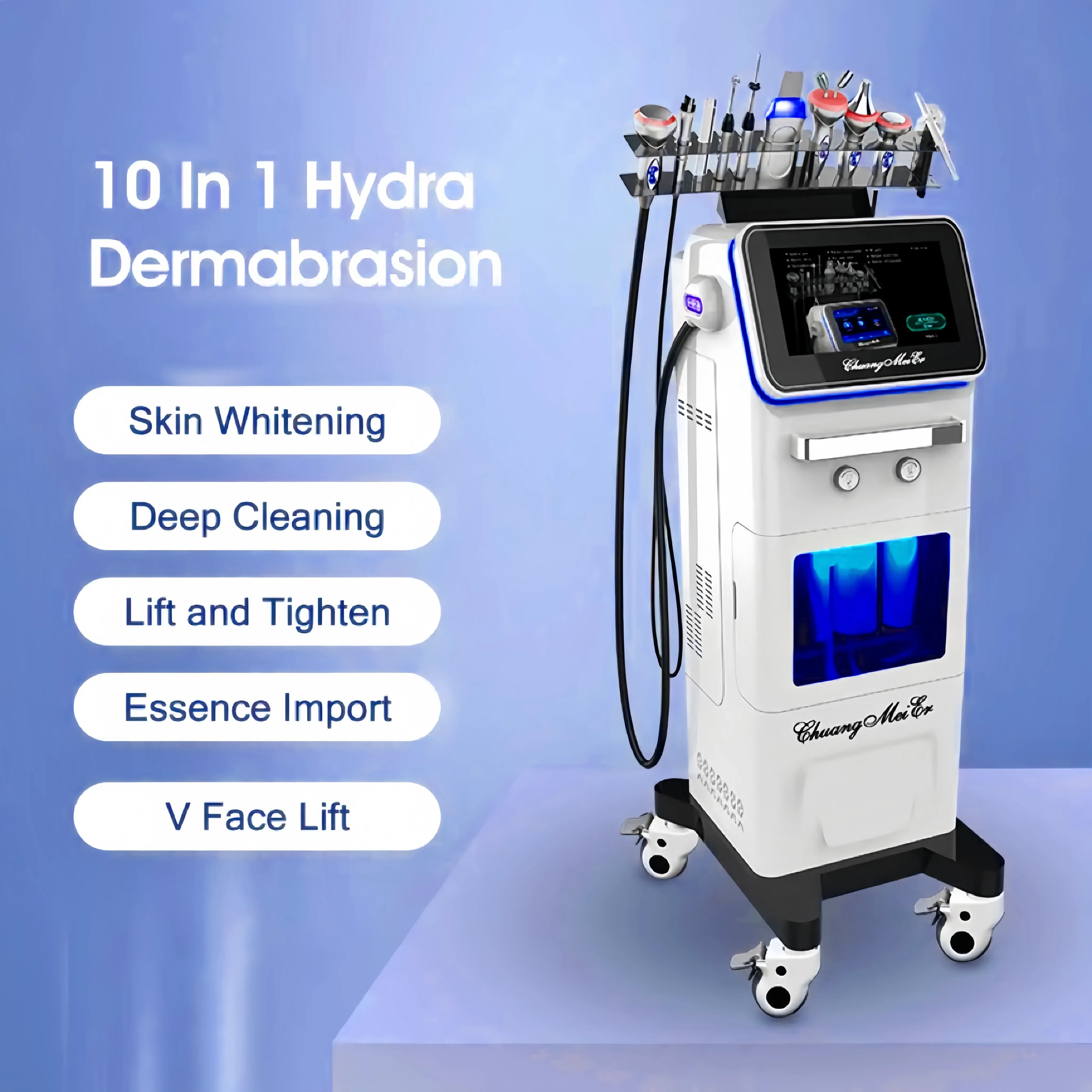 Fabrik direkt Pris Hot Sell Sell Care Curning Whitening System 10 i 1 Multifunktionell porrengöring Syre Peel Facial Machine