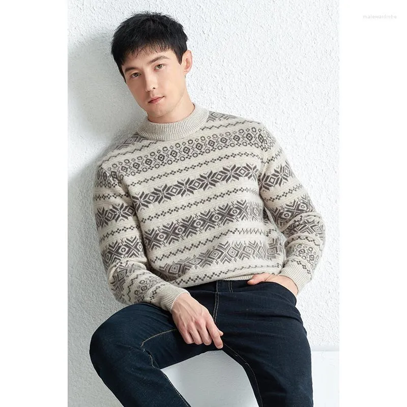Мужские свитера 2023, осенне-зимняя одежда, толстый игольчатый теплый утолщенный шерстяной роскошный свитер, модный вязаный пуловер в стиле ретро
