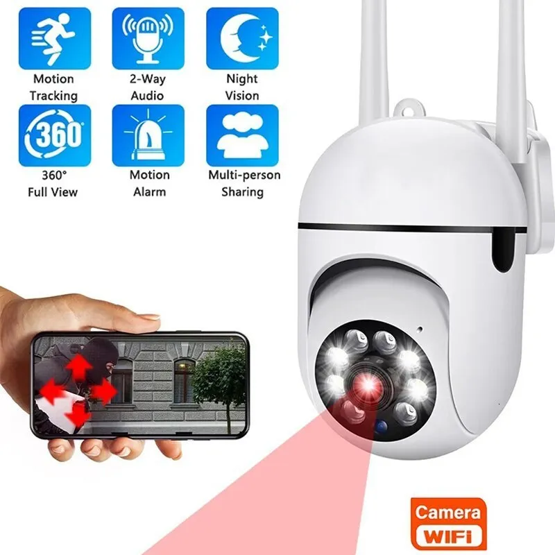 Caméras IP Caméra de surveillance extérieure 4X Zoom numérique AI Suivi humain Wifi Vision nocturne PTZ CCTV Moniteur de sécurité Audio 230922