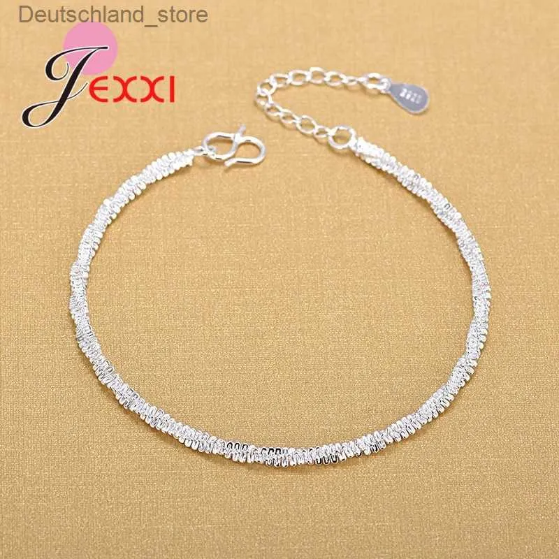 Charm Bracelets Quite Nice Genuine 925 Sterling Silver Hemp Rope Bracelet For Women Girls Pretty Good Simple Style Female Bracelet Daughter Gift Q230925