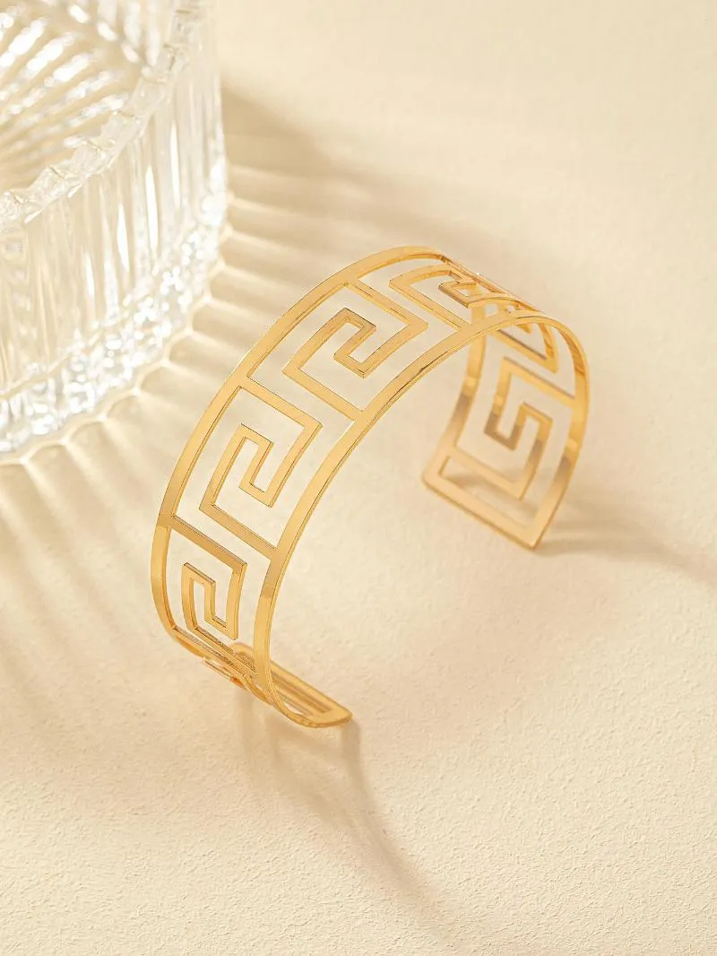 Bracelet mode dames ajouré réglable Bracelet motif géométrique un paquet cadeau de bijoux en métal
