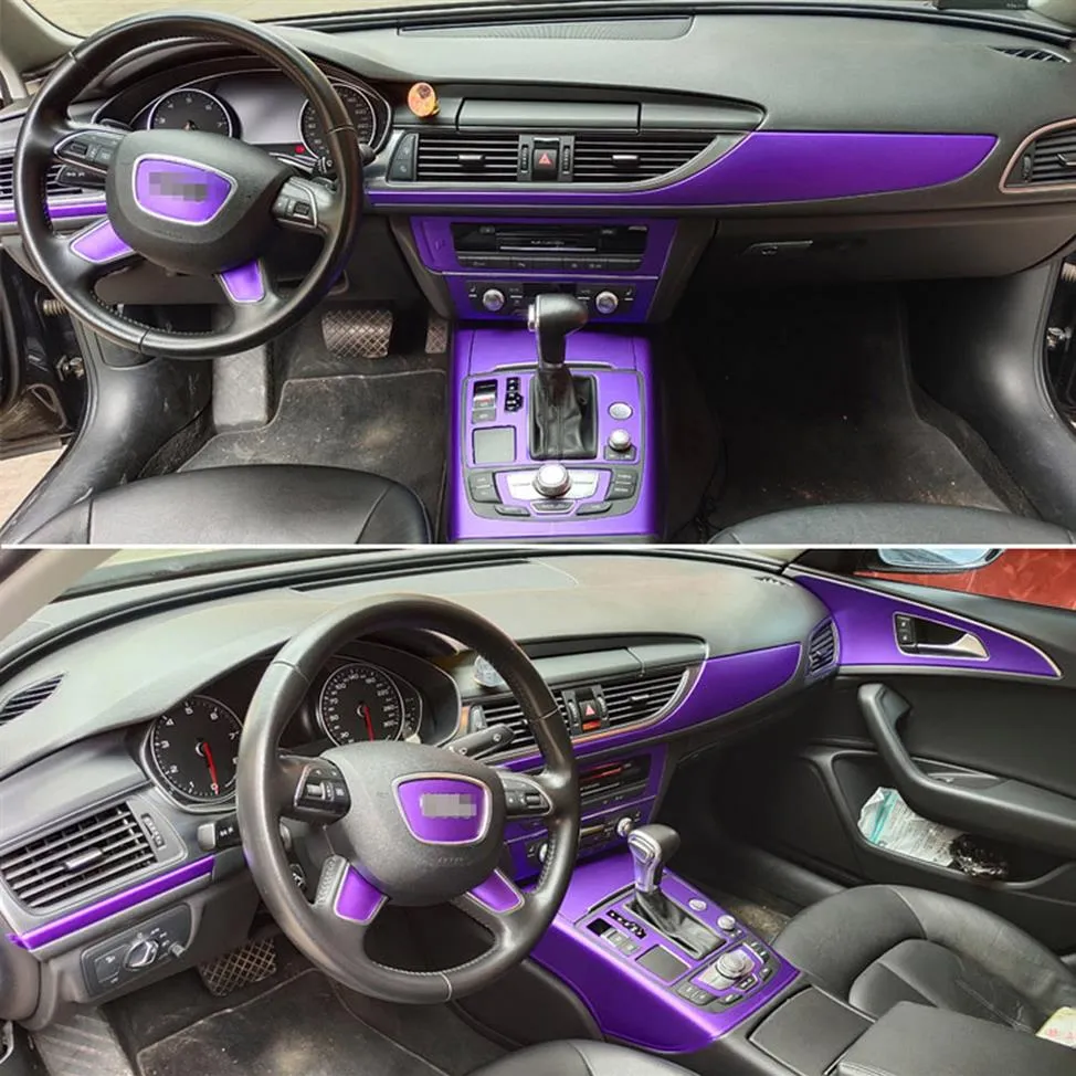 Para audi a6 c7 2012-2018 interior painel de controle central maçaneta da porta 3d 5d adesivos de fibra de carbono decalques estilo do carro accessorie197s