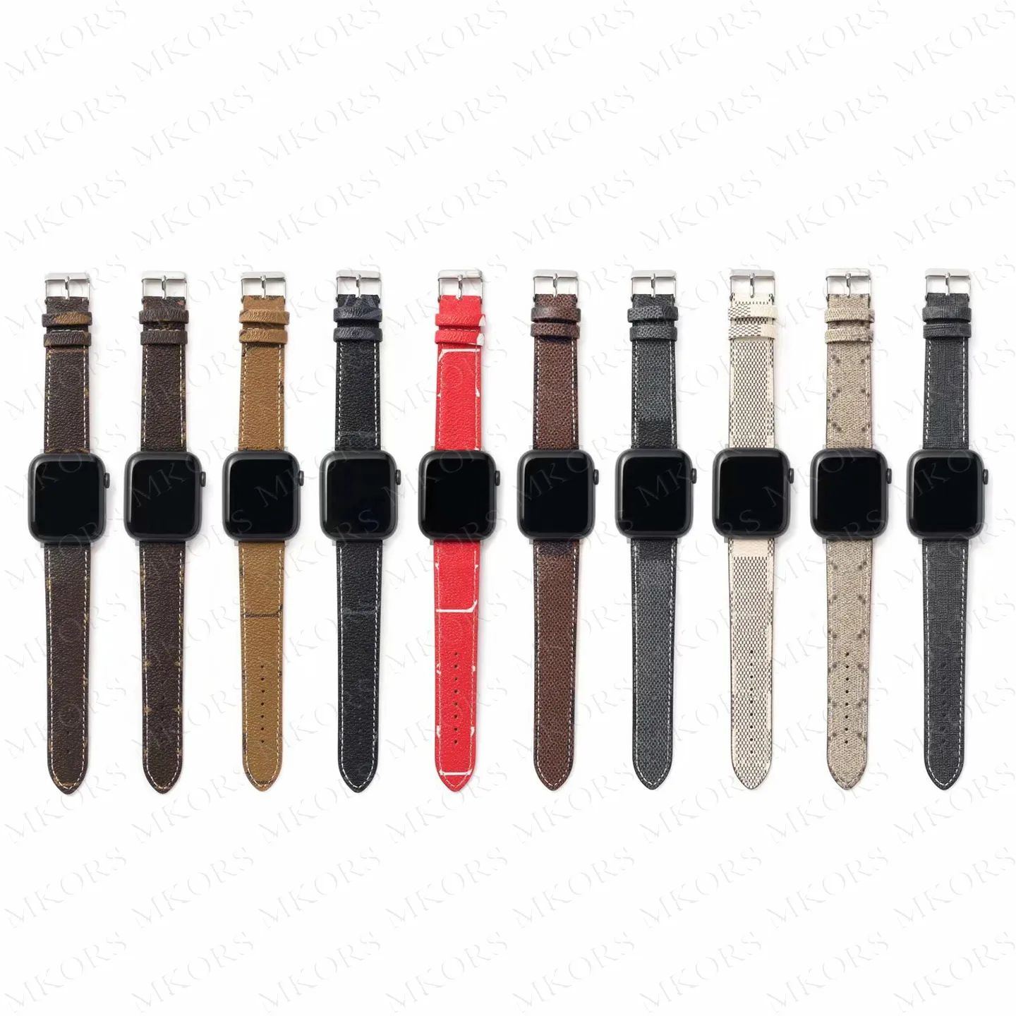 Pulseiras de couro de designer para Apple Watch Band 38mm 40mm 41mm 42MM 44MM 45mm para iwatch 1 2 3 4 5 6 7 8 Se Ultra bandas Trendy Replacement Strap Pulseira Listras