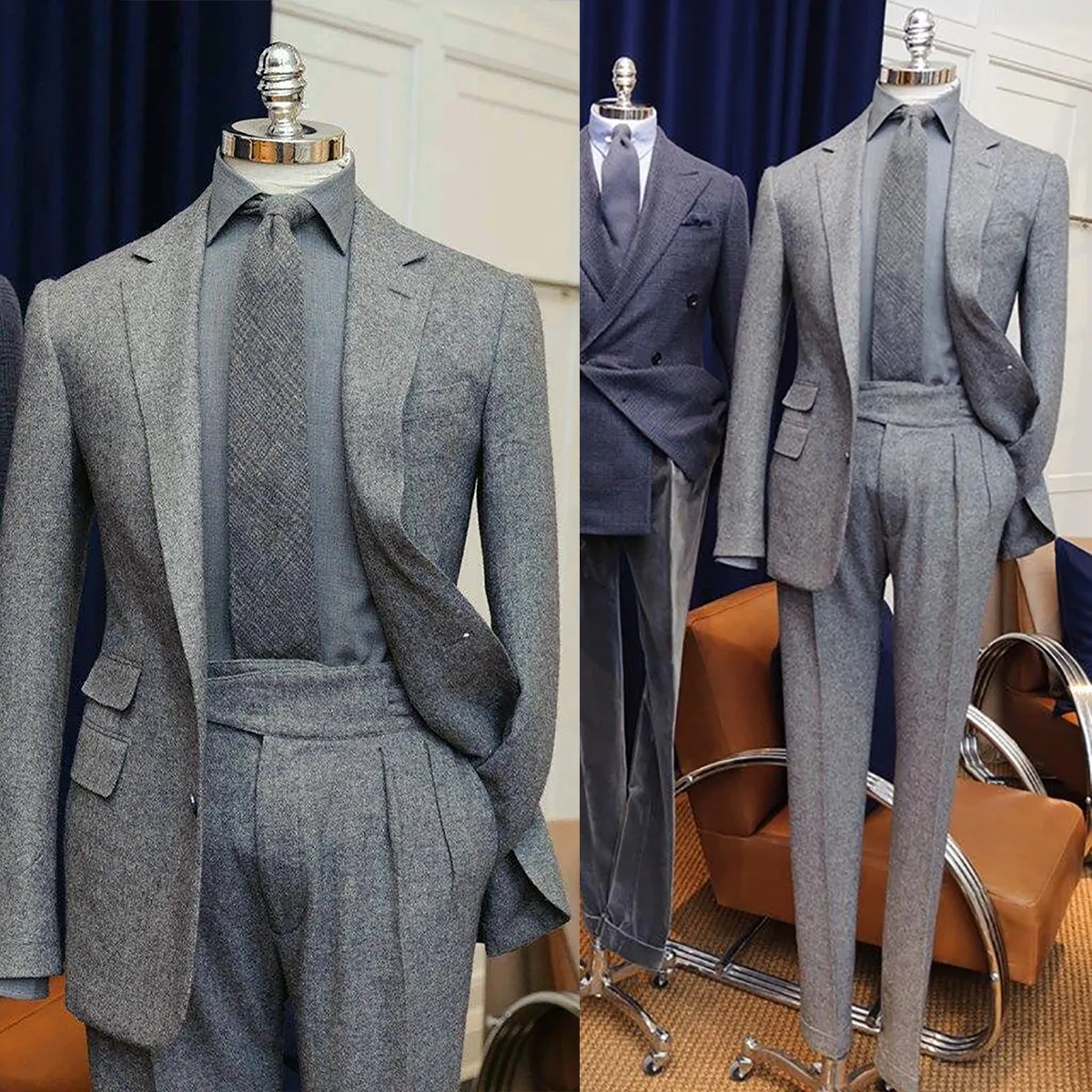 Костюм Homme, зимние мужские шерстяные костюмы, комплект из 2 предметов, длинная куртка с острым лацканом, костюмы, повседневное пальто, деловой, повседневный, на заказ