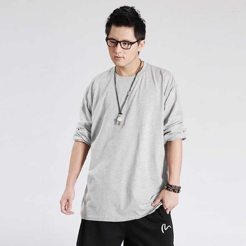 Men's T Shirts Plus Size Street Dance Hip Hop Shirt Men Casual T-shirt Long Sleeve Cotton Loose Baggy O-Neck Tshirt Sweat