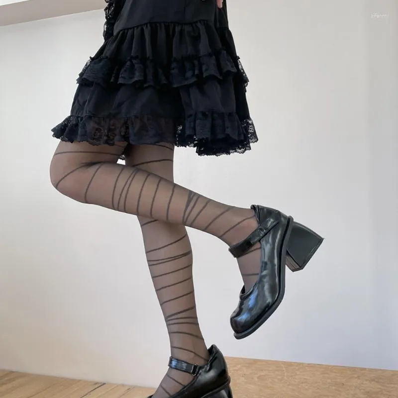 Women Socks Punk Aesthetic Patterned Tights Asymmetrical Striped Pantyhose  Stockings From 8,06 €