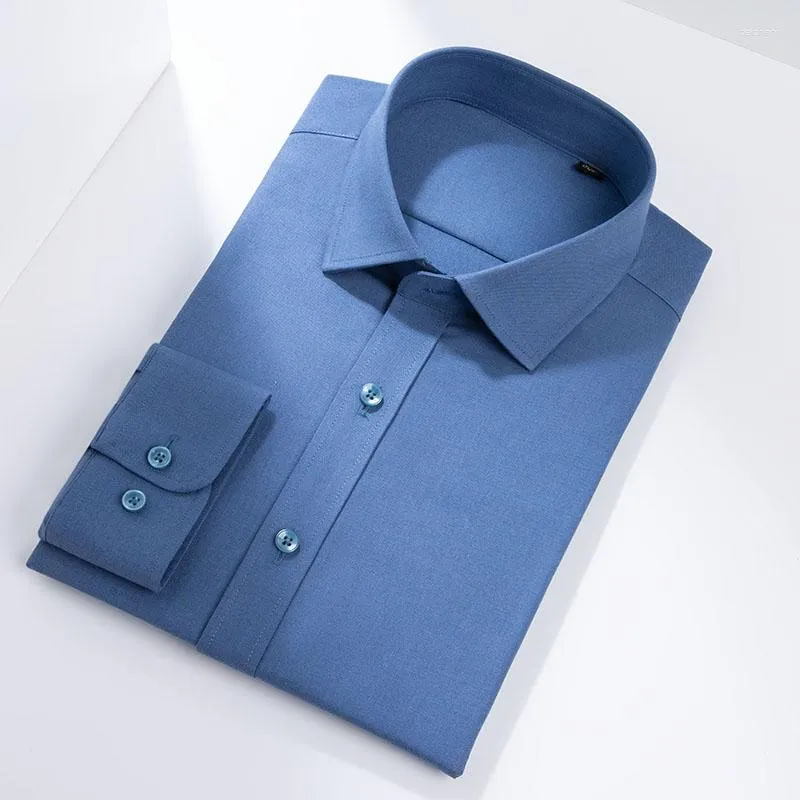 Camicie eleganti da uomo Lana spazzolata leggermente elasticizzata a maniche lunghe senza tasca Camicia in flanella casual morbida spessa e confortevole