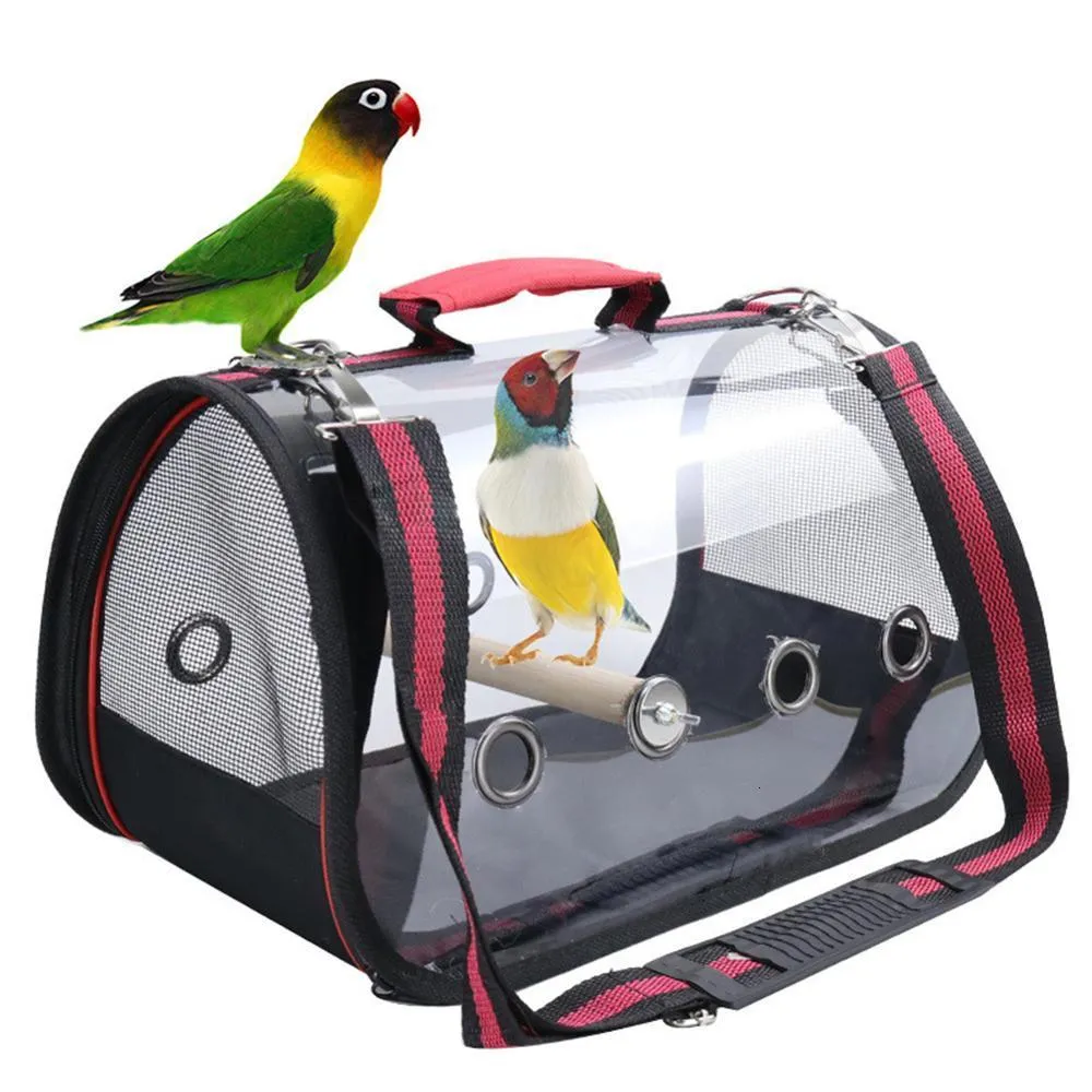 Portable Bird Cage Clear Parrot Travel Carrier, Breathable Pet