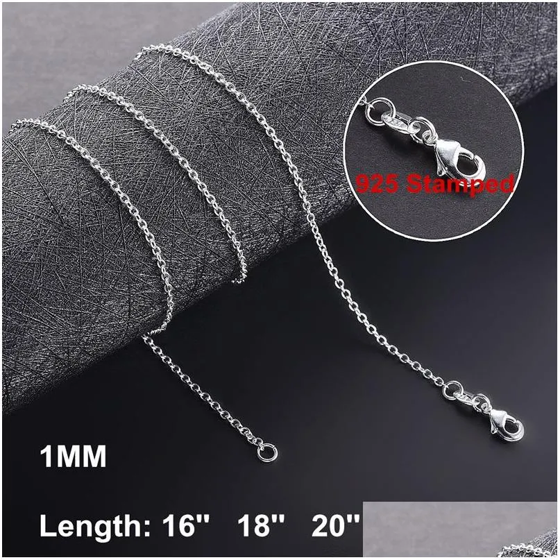 Chains 1Mm 925 Sterling Sier Link Necklaces For Women Pendant Lobster Clasps Rolo Chain Fashion Diy Jewelry Accessories 16 18 20 22 Dr Dhpc6