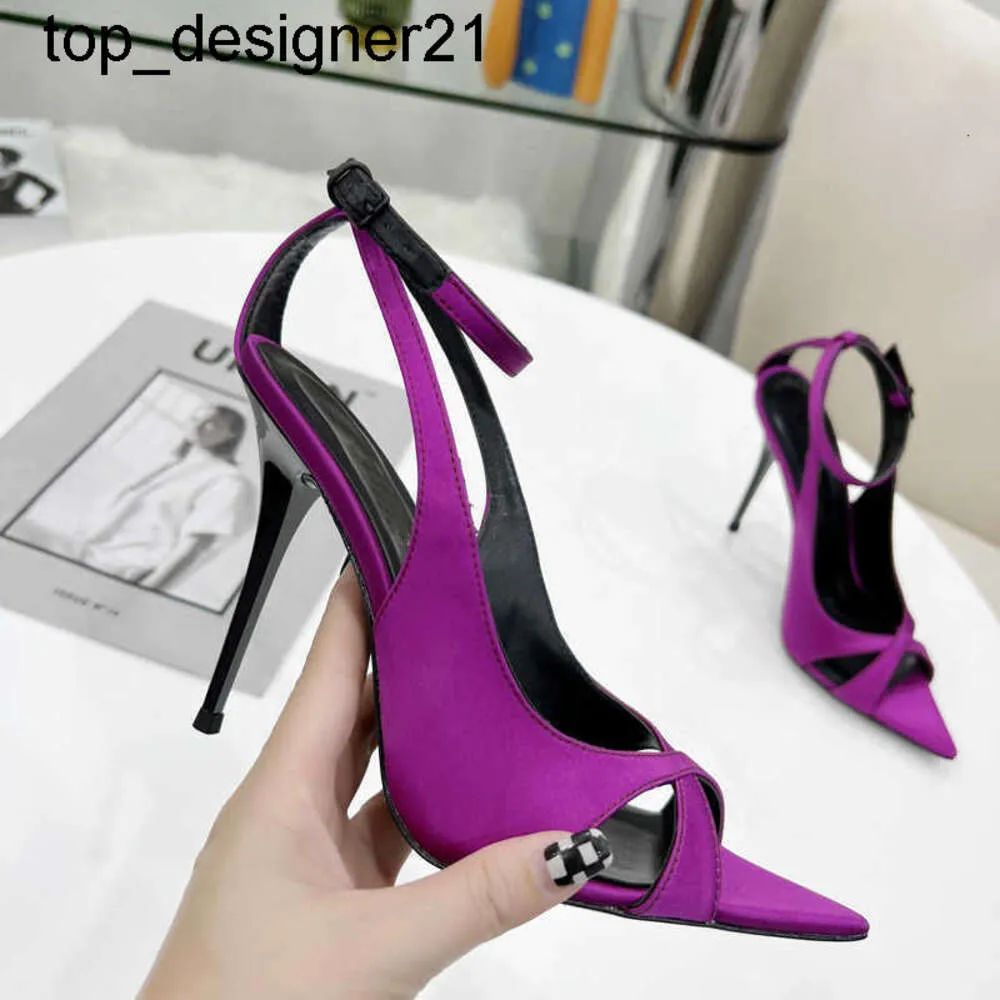 23ss Designers Heels Sandals Women wedding Shoes Factory Shoe Spring Fashion brand Purple Satin Shallow Mouth Pointed Luxury Ultra womens High Heel