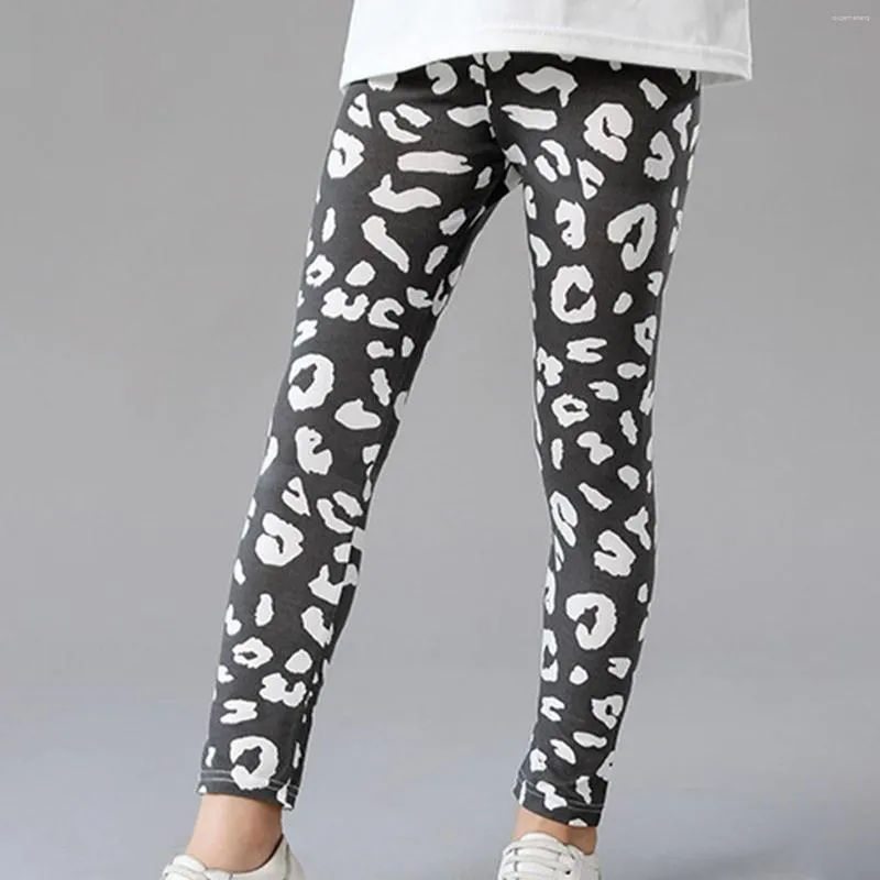 Trousers Summer Black Pants White Leopard Print Childrens Fashion