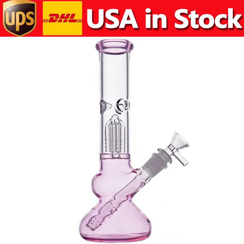 10 Inch Hookah Dab Rig Bong with Arm Tree Glass Bong Matrix Perc 14mm Female Joint Recycler Ash Catcher Smoking Water Pipe with Tobacco Bowl