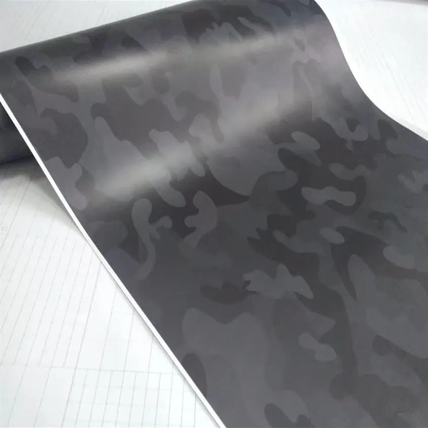 Arictic Black Gray Camo Vinyl Wrap sticker Camouflage Car Wrap covering foil with air bubble size 1 52 x10m 20m 30m Roll279F