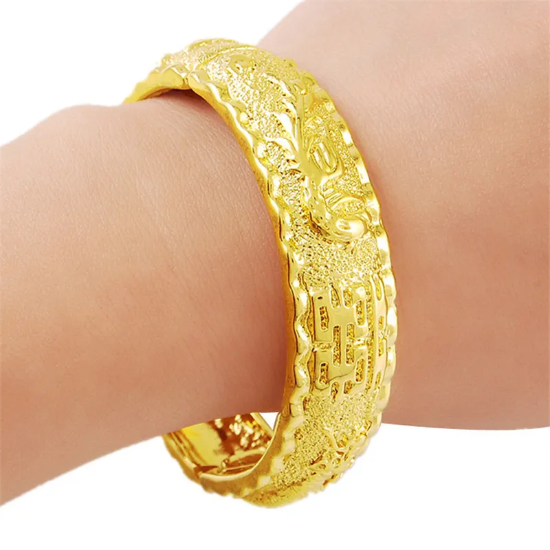 Bangle 24K Real Gold Bracelet Hi Word Gold Bracelet Plating Gold