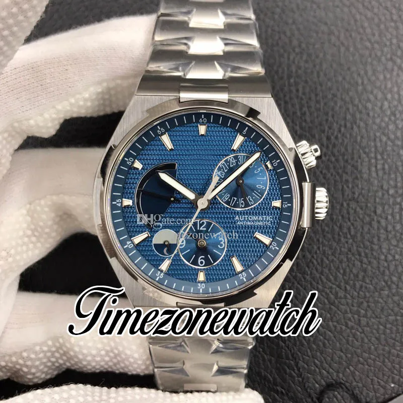 TWA New Overseas Dual Time 47450 A1222 Power Reserve Cal.1222 SC Orologio automatico da uomo quadrante blu con cinturino in acciaio inossidabile Orologi Timezonewatch E162A