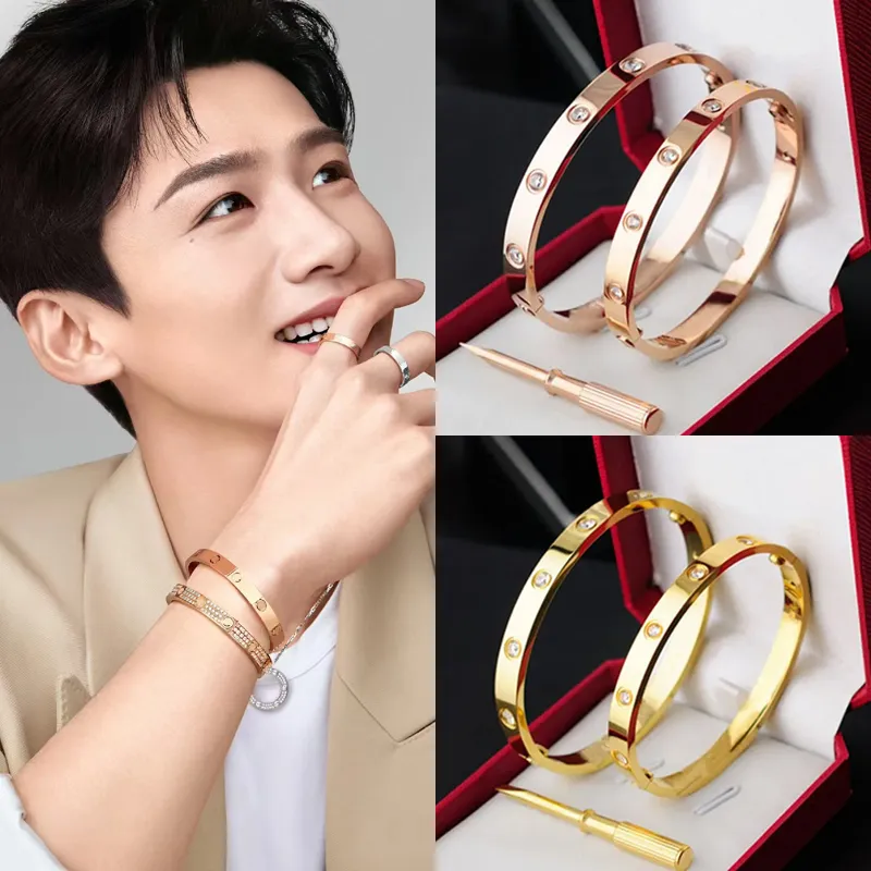 Classic Designer Screwdriver Love Bracelet Fashion Unisex Cuff Bracelet Steel Plated Gold Jewelry Valentine's Day Gift with Box