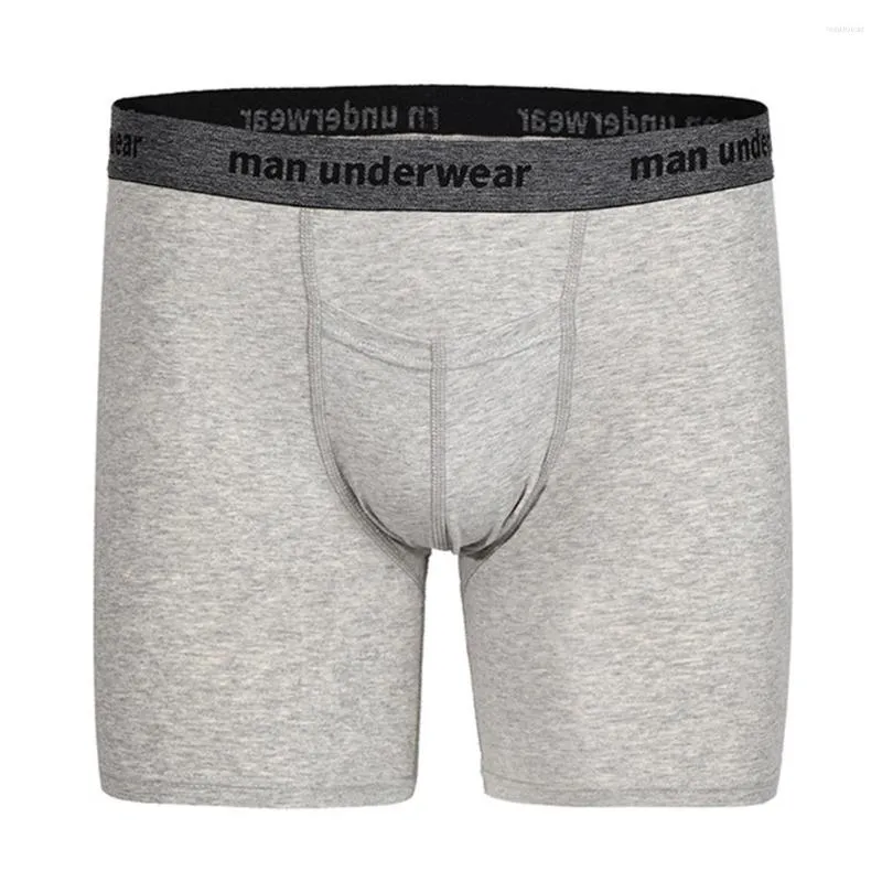 Mutande da uomo Boxer in cotone a vita media Stretch Gamba lunga Intimo sportivo Allungamento Pantaloncini resistenti all'usura U Custodia convessa