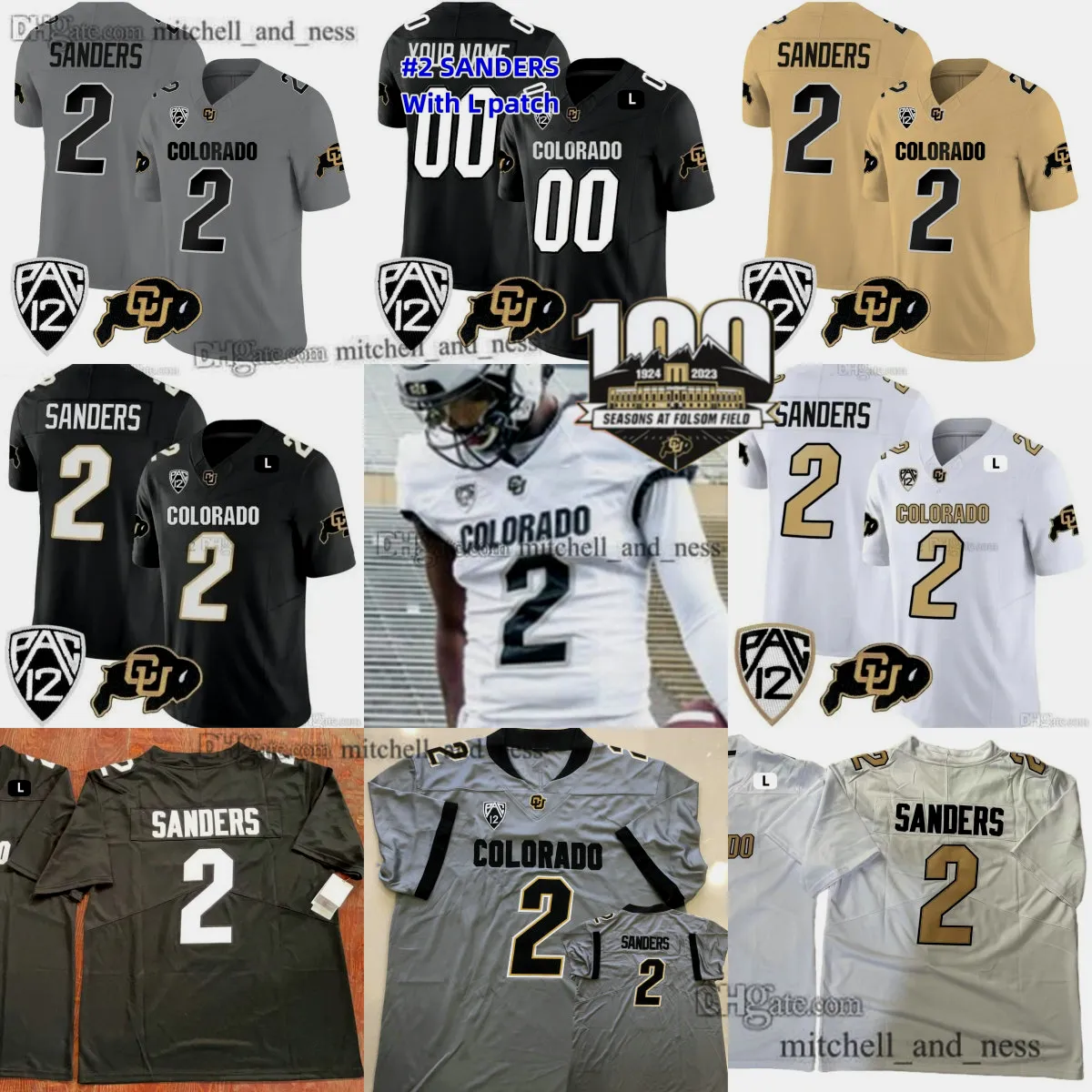 Custom NCAA Football New Legend Colorado Buffaloes 2 Shedeur Sanders Jersey Stitch 12 Pac