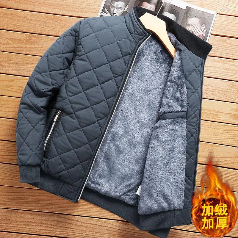 Giubbotti da uomo R Bomber Giacca da uomo modello diamante foderato in pile casual moda uomo abbigliamento 2023 autunno inverno marca slim fit cappotto