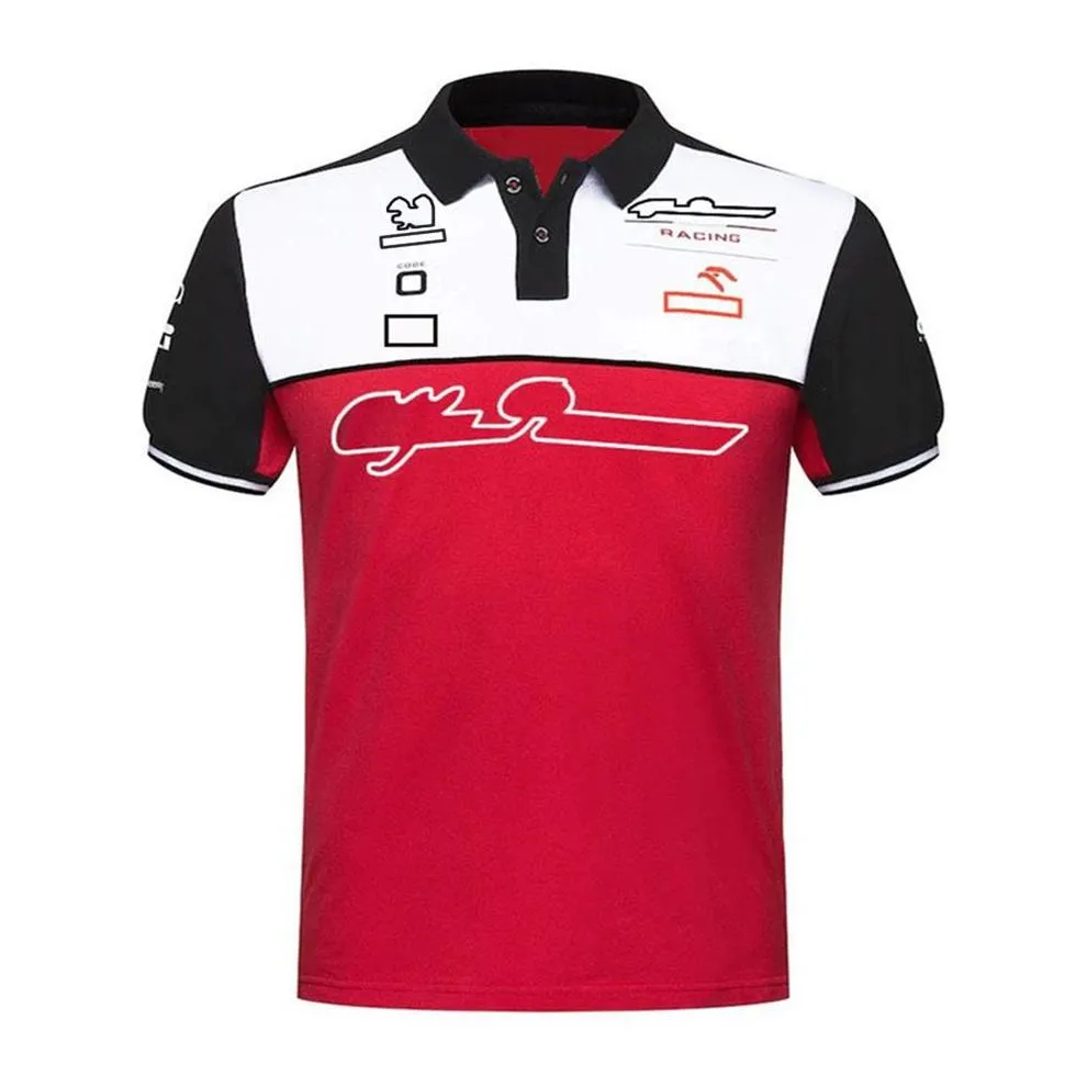 2021 Nouveau T-shirt F1 Costume de course Col rond Veste à manches courtes Pull Formule 1 Uniformes d'équipe personnalisés du même style269t