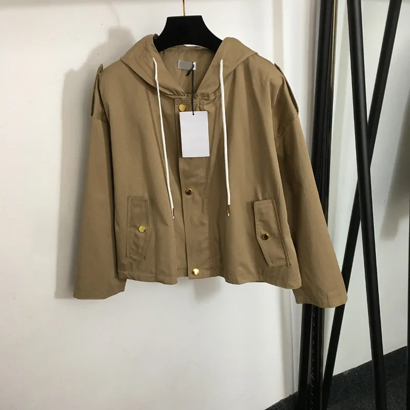 Cappotti Khaki Plus Giacca da donna di lusso con cappuccio Giacca classica con cerniera Designer Capispalla Cappotto con fascino per personalità all'aperto