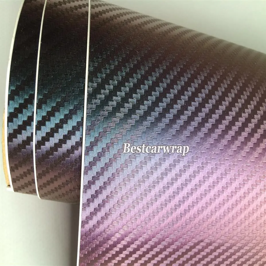 Blue to Purple Chameleon 3D Carbon Fibre Vinyl with Air Bubble For Car vinyl wrap size 1 52x30M 4 98x98ft337g