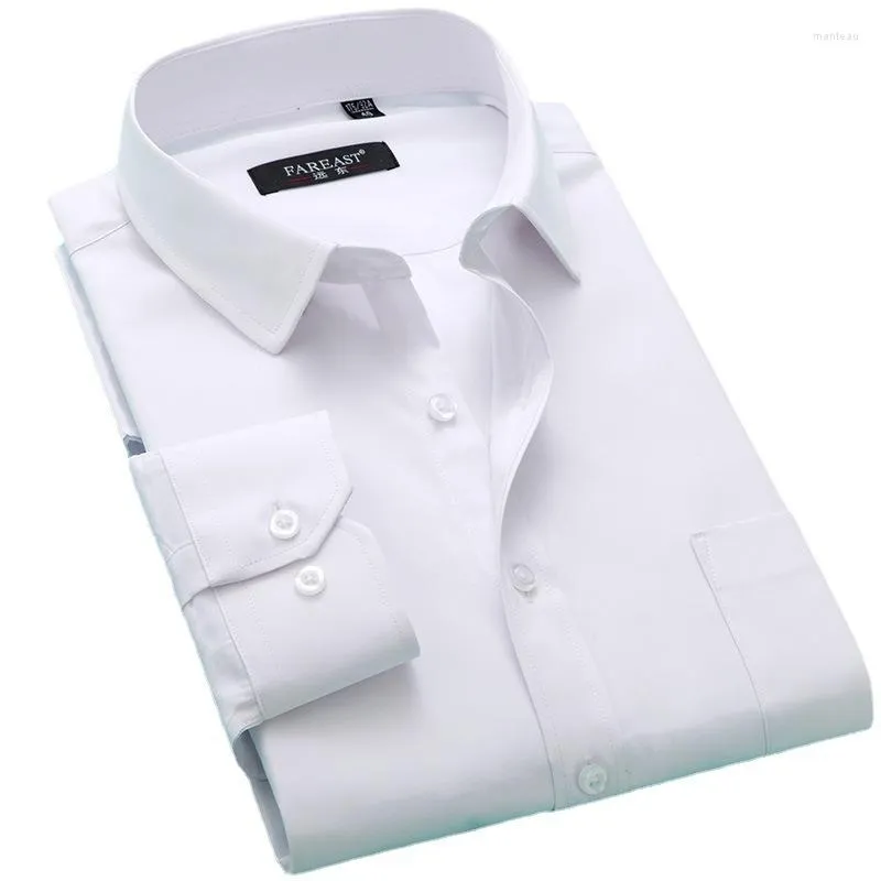 Camisas casuales para hombres Primavera Moda Negocios Camisa blanca Manga larga Pulgada Coreano Ajuste Formal Color Sólido Hombre