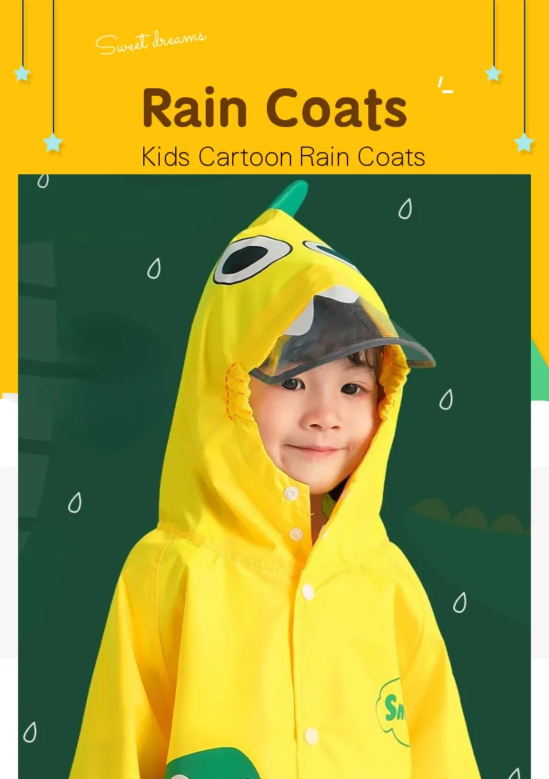 Chubasqueros para niñas y niños, chaqueta impermeable de lluvia de  dinosaurio de dibujos animados para niños, poncho de lluvia para niños,  talla 3XL