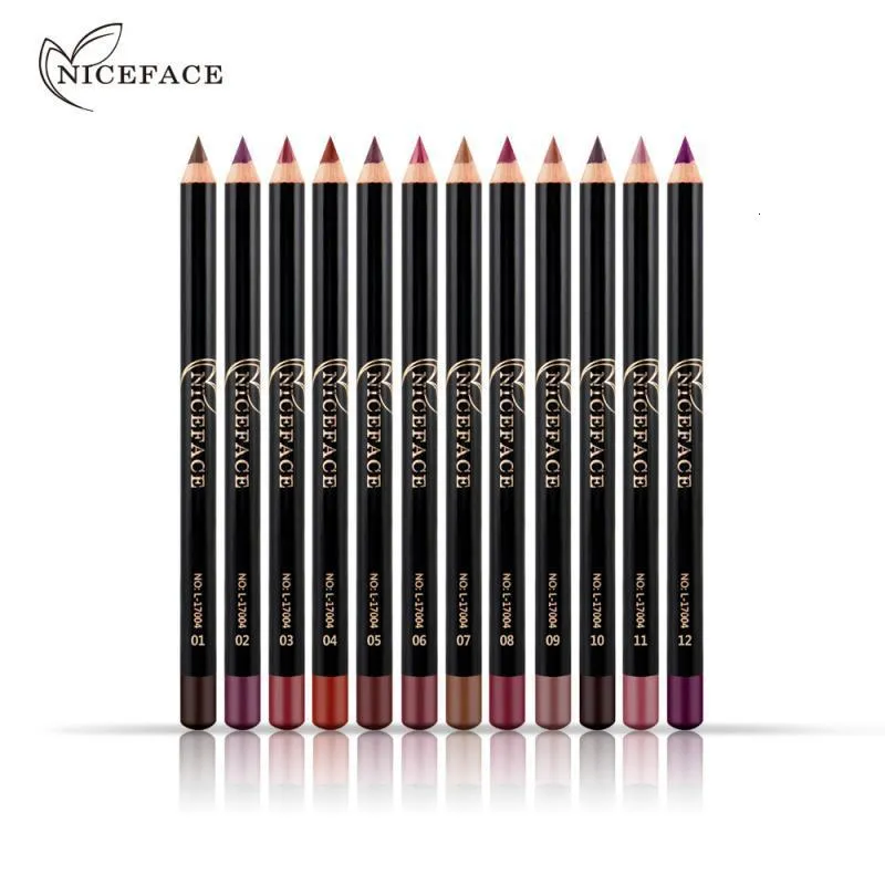 Lipstick NICEFACE 12 Colors Lip Liner Pen Waterproof Smooth Colorful Silk Smooth Lipstick Pen Pencil Long Lasting Pigments Lip Makeup 230925