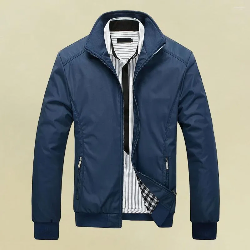 Vestes pour hommes Veste Manteau Élégant Business Casual avec col montant Fermeture à glissière Plusieurs poches Vêtements d'extérieur pour l'automne hiver