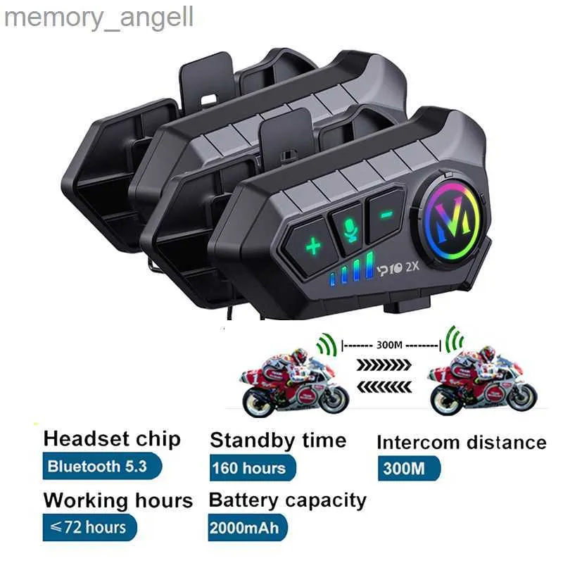 Walkie Talkie YP10 X2 helmhoofdset Motorfiets Intercom Talk 300M Wireless Intercomunicador 2000MAH Moto Walkie Talkie Waterdichte Interphone HKD230925