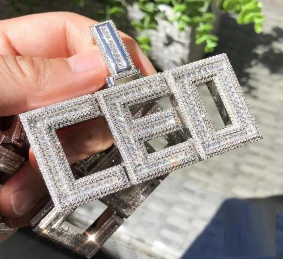 Kedjor 2021 Iced Out Initial Letter CEO Pendant Necklace med 5mm Cz Rope Tennis Chain Choker Halsband för män Boy Hip Hop Jewelr6556817