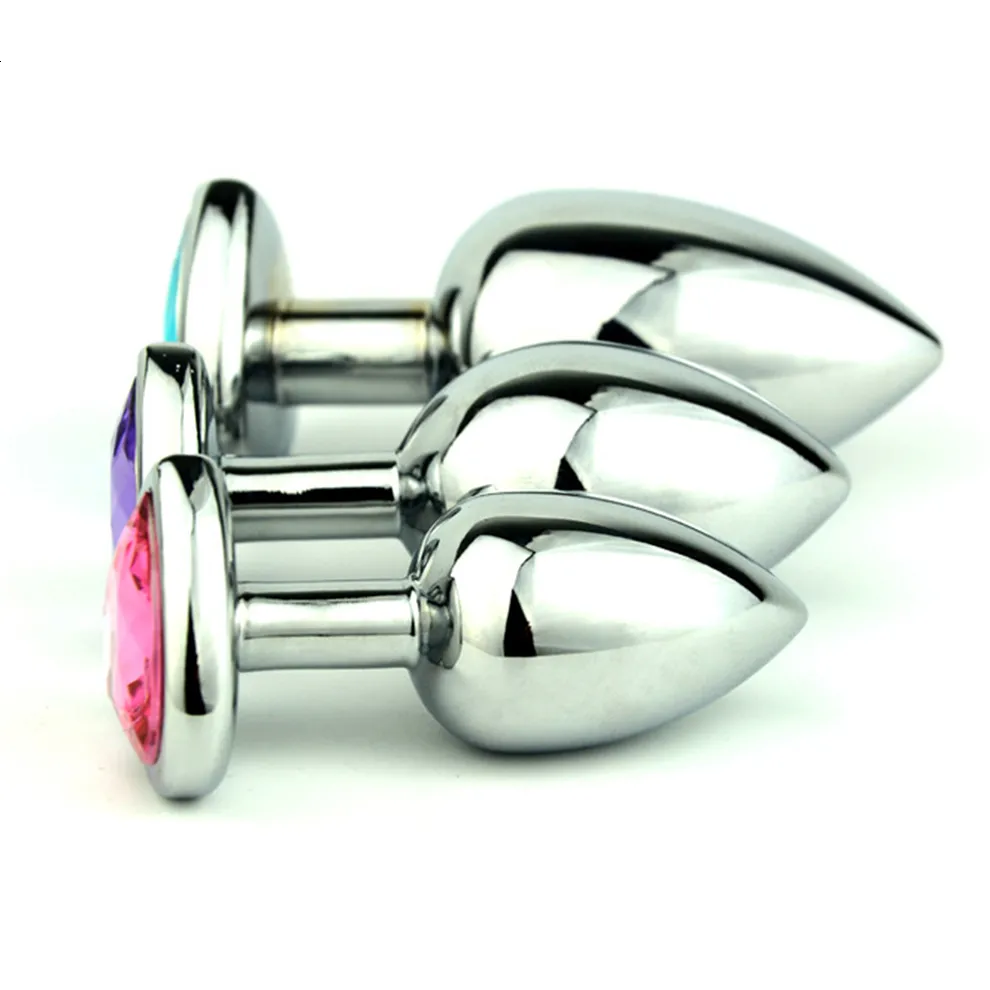 3 pezzi set giocattoli anali spina cuore cristallo in acciaio inossidabile giocattolo liscio per le donne stimolatore di testa di 3 dimensioni massa della prostata_voghion.com