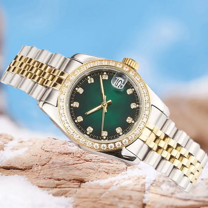 Elmas Çerçeve Kadın Moda Lüks Erkekler Saat Tasarımcısı Safir Saatler 36mm 41mm kol saatleri Adam Noel Noel 904L Paslanmaz Çelik Kayış Montre Relojes