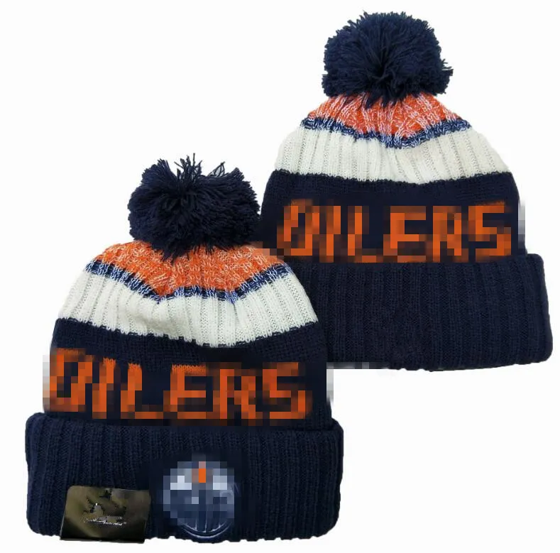 Oilers Beanie Edmonton Cappelli lavorati a maglia Squadre sportive Baseball Calcio Basket Berretti Berretti Donna Uomo Pom Moda Inverno Top Caps Sport Cappelli a maglia a2