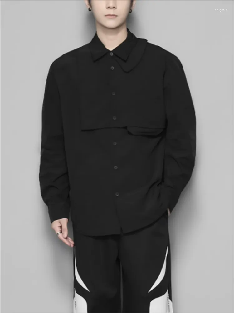 Koszule męskie 2023 Oryginalna marka modowa jesień czarna osobowość trójwymiarowa trójwymiarowa niszowa niszowa koszulka sens