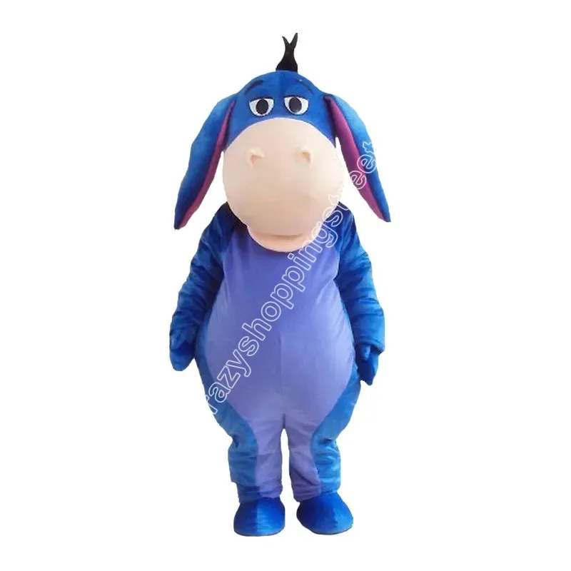 Costume de mascotte d'âne Bourriquet, tenue de personnage de dessin animé de qualité supérieure, tenue de carnaval de noël, taille adulte, tenue de fête d'anniversaire en plein air