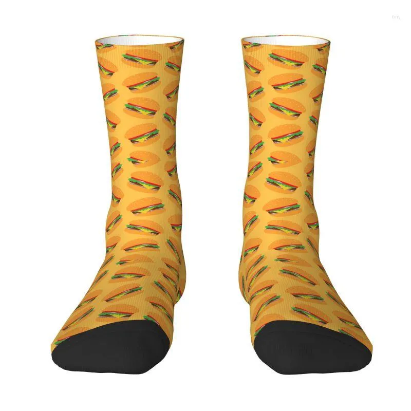 Men's Socks Hamburger Delicious Food Mens Crew Unisex Novelty 3D Print Dress