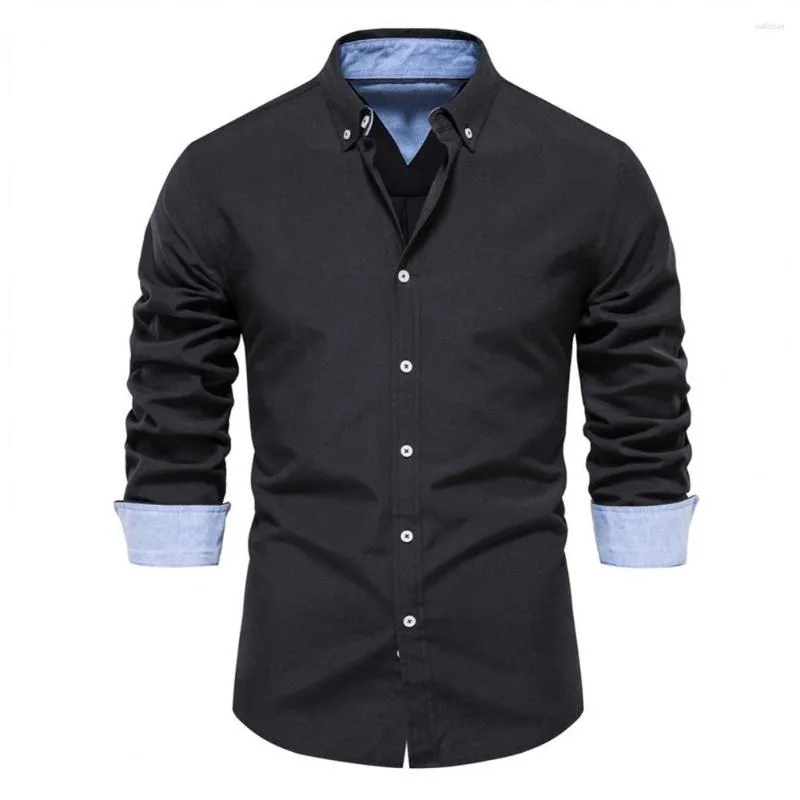 Mens Casual Shirts Men Regular Fit Shirt Stylish Lapel Cardigan Solid Color Long  Sleeve Soft Breathable Fabric For Fall Spring From Saltblue, $21.44
