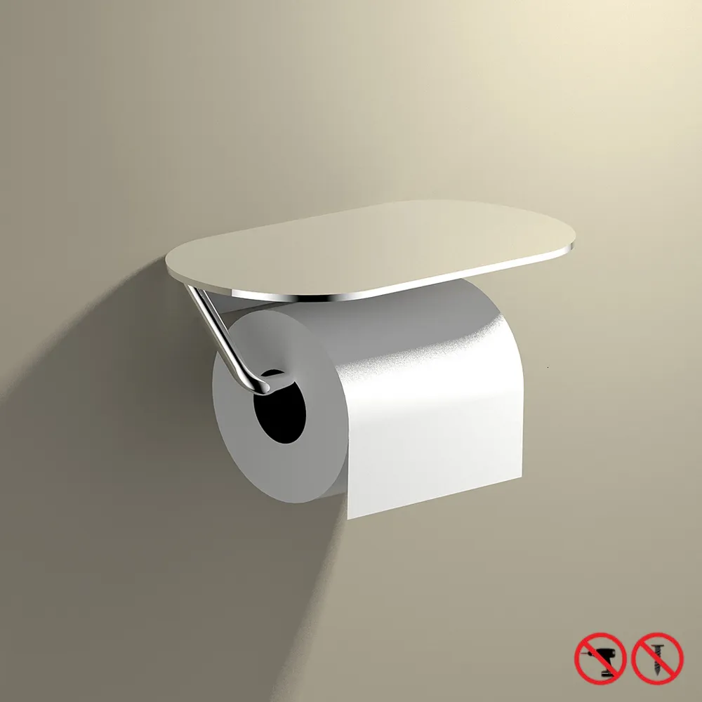 Toilettenpapierhalter, Badezimmer-Papierrollenhalter, Aluminium, Toilettenpapierhalter, Klebeband, Papieraufhänger, glänzender Halter, Free Punch Hardware 230923