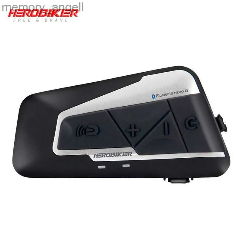 Walkie Talkie Herobiker 2セット1200m BTモーターサイクルヘルメットインターコム防水ワイヤレスBluetooth Moto Headset Interphone FM Radio for 2 Rides HKD230925