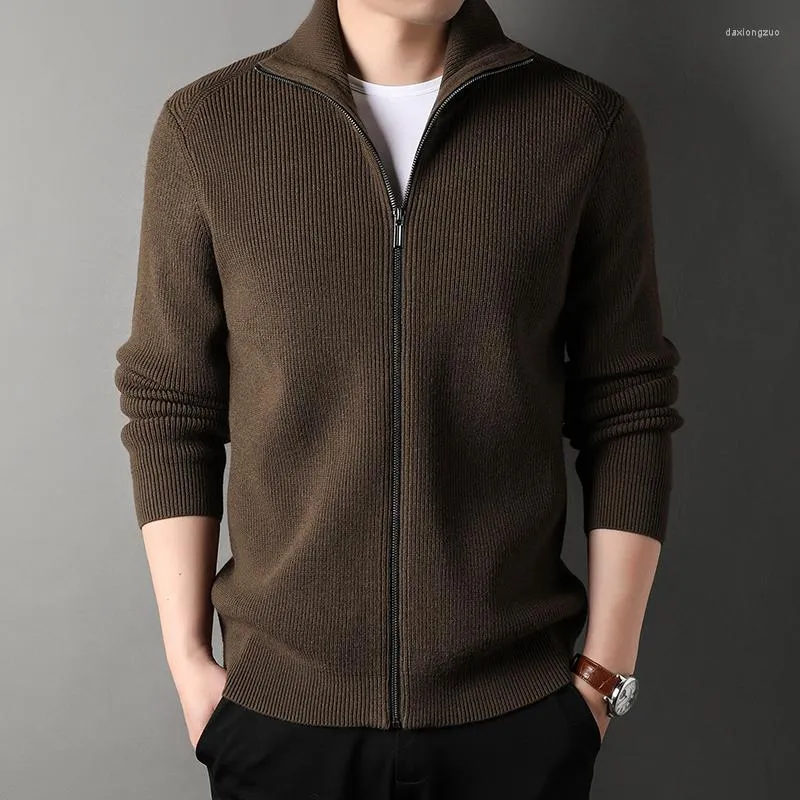 Men s Sweaters Brand Clothing Wool Cardigan Men Casual Zip up Stand up Collar Business Mens Winter Fashion Warm Sweater Man M 3XL