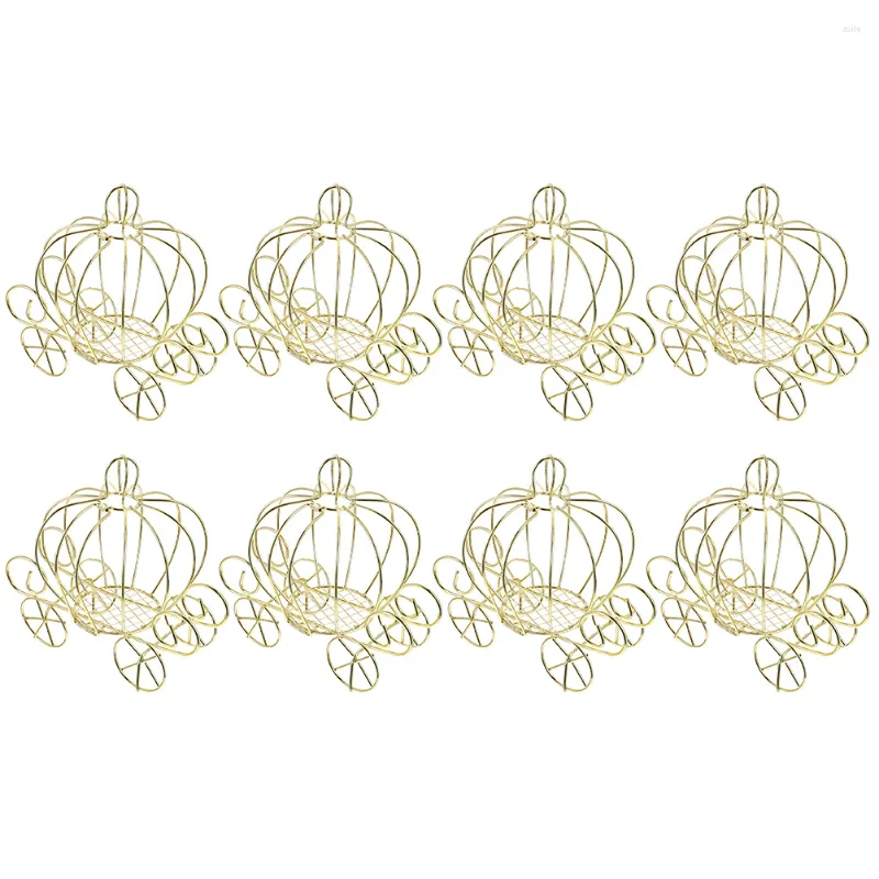 Decorazione per feste 8 pezzi Carrello per caramelle di nozze Centrotavola per carrozza di zucca Decorazione in oro Regalo Contenitore per ornamenti di gioielli di San Valentino