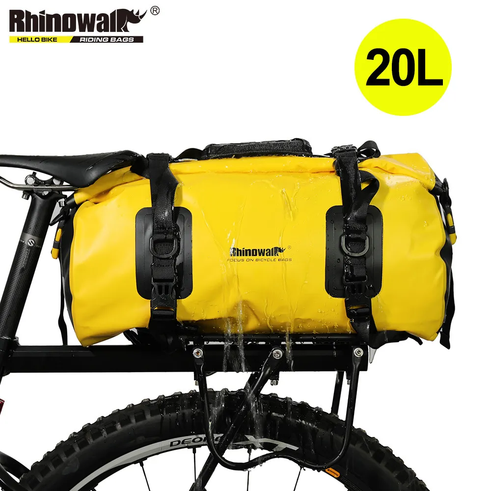 Panniers Sacos Rhinowalk 20L Bicicleta Pannier Bag À Prova D 'Água MTB Tronco Traseiro Bagagem Bagagem Portátil Sela Assento Ciclismo Acessoriy 230925