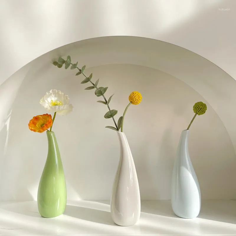 Set di 3 vasi moderni per la casa, in ceramica bianca, per centrotavola, fiori, soggiorno, matrimonio, tavolo da pranzo/festa