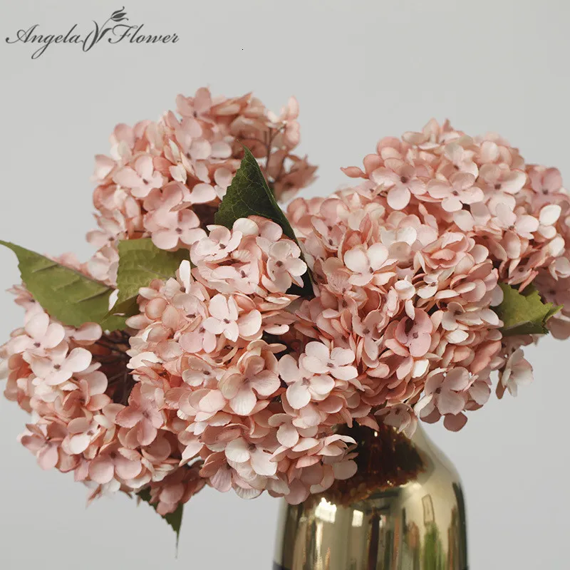 Dried Flowers Retro Autumn Hydrangea Bouquet Artificial Room Home Decoration DIY Wedding Floral Arrangement Party Supplies Po Props 230923