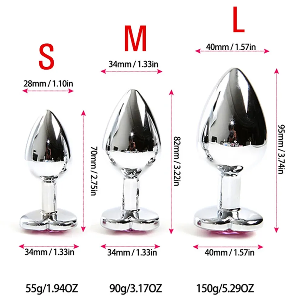 3 pezzi set giocattoli anali spina cuore cristallo in acciaio inossidabile giocattolo liscio per le donne stimolatore di testa di 3 dimensioni massa della prostata_voghion.com