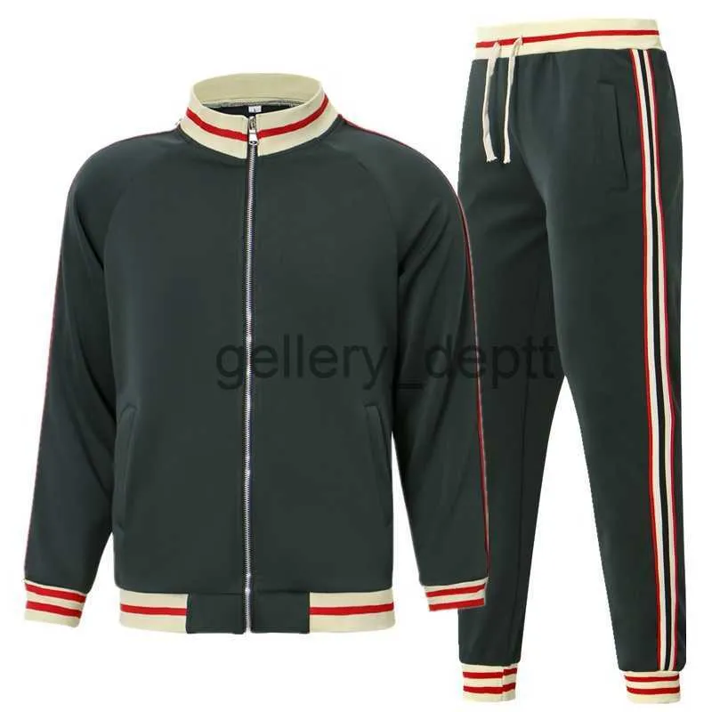 Socistas para hombres de pistas de otoño para hombres pilas de trayectoria casual de hombres con cremallera chaqueta de béisbol de béisbol + pantalones de 2 piezas jogging sportsuit masculino sweatsuit J230925